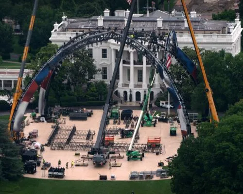 UFC Arena Under Construction on White House Lawn for Trump's 80th Birthday