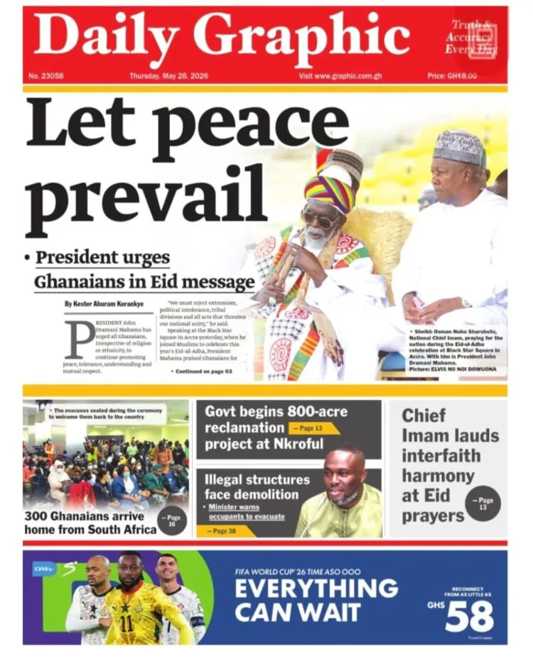 Newspaper Front Pages Today: May 28, 2026